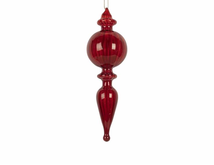 Goutte de Noël rouge en verre H 17 cm