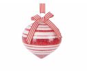 Voir la slide Suspension toupie verre rayures rouges blanches pailletées ruban assorti H8cm