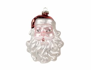 Suspension visage Père Noël barbe blanche H 13 cm