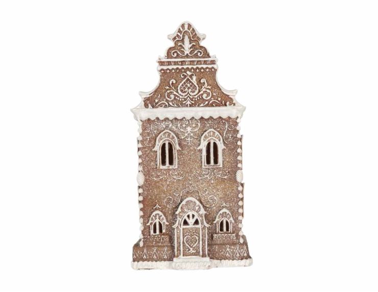 Maison gingerbread brun clair H 35 cm LED