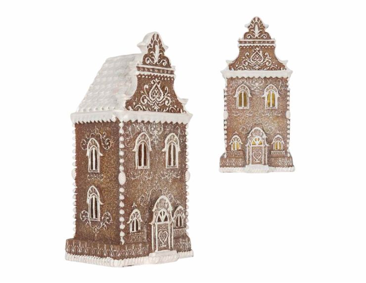 Maison gingerbread brun clair H 35 cm LED