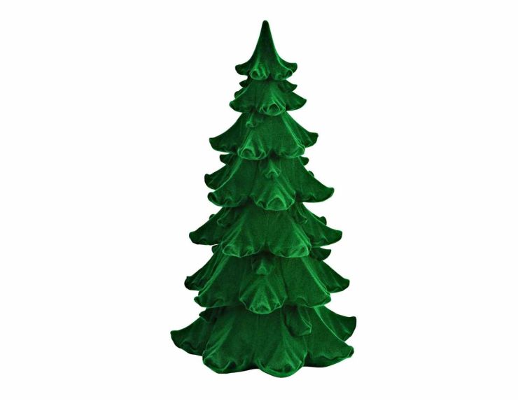 Décoration sapin vert flocké H 27 cm