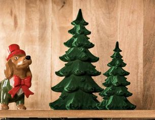 Décoration sapin vert flocké H 27 cm