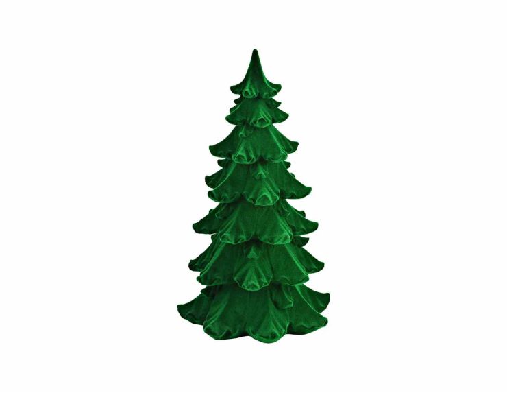 Décoration sapin vert floqué H 17 cm