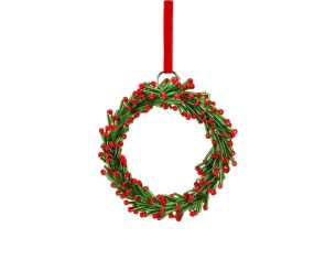 Suspension couronne de Noël verre D 8cm