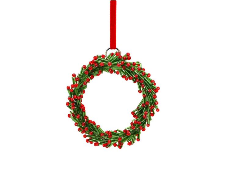 Suspension couronne de Noël verre D 8cm