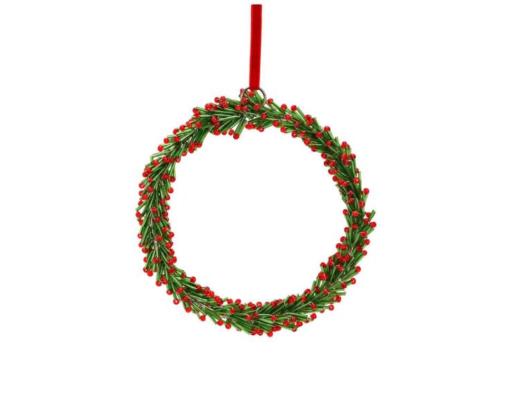 Suspension couronne de Noël verre D 15 cm