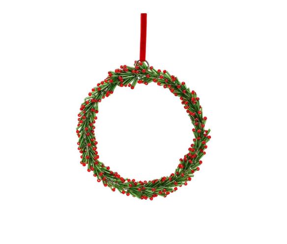 Suspension couronne de Noël verre D 15 cm