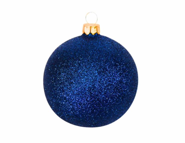 Boule de Noël bleu pailleté D8cm