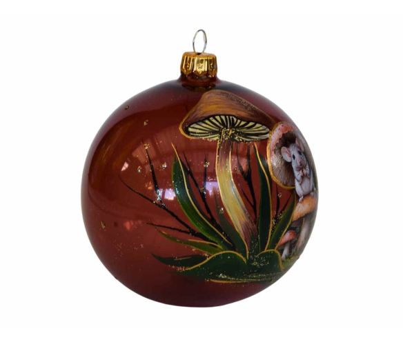 Boule de Noël souris champignons D 10 cm