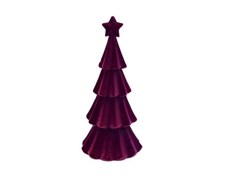 Sapin décoratif mauve velours H 29 cm