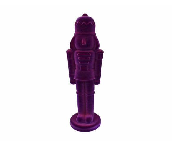 Grand casse-noisette H70cm en velours floqué violet intense, finition douce mate monochrome, décoration Noël