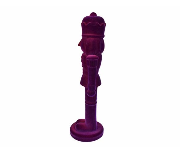 Grand casse-noisette H70cm en velours floqué violet intense, finition douce mate monochrome, décoration Noël