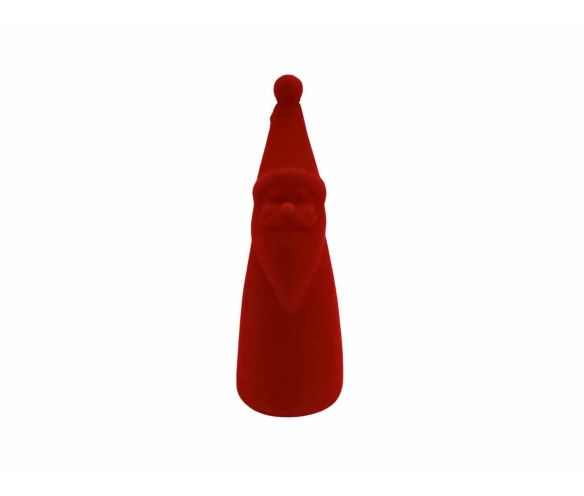 Père Noël H17cm en velours rouge floqué, silhouette conique minimaliste, finition douce monochrome