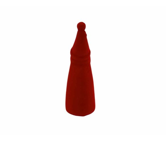 Père Noël H17cm en velours rouge floqué, silhouette conique minimaliste, finition douce monochrome