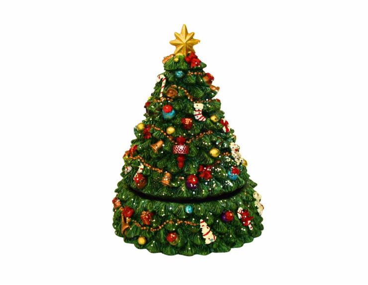 Boîte musicale sapin de Noël H 19 cm