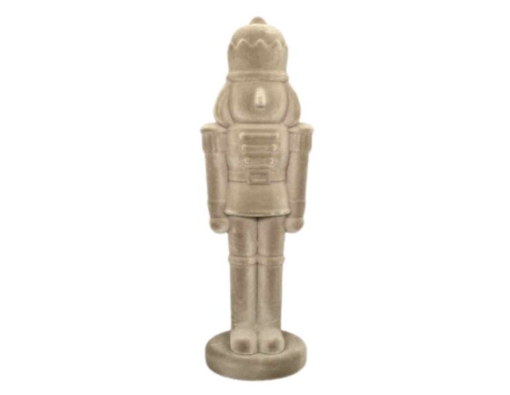 Casse-noisette beige velours floqué H 52 cm