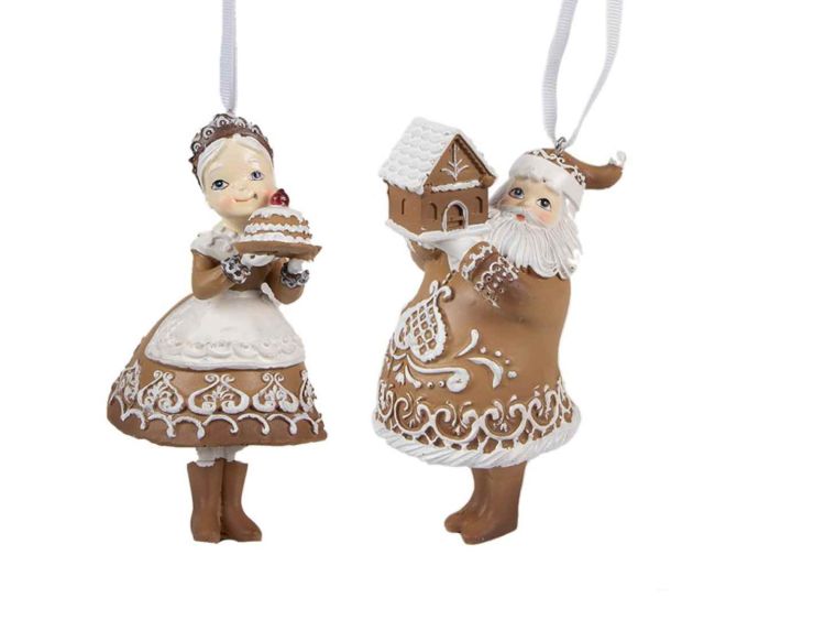 Père Noël et Mère Noël pain d'épices H 13cm