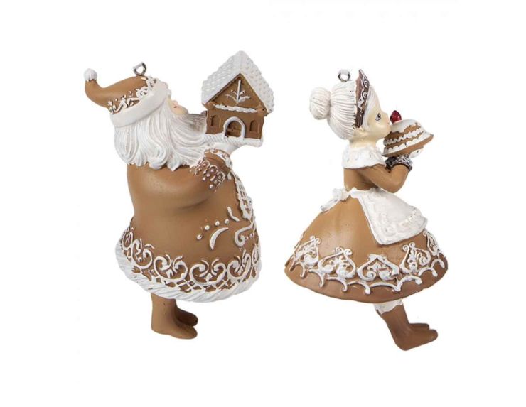 Père Noël et Mère Noël pain d'épices H 13cm