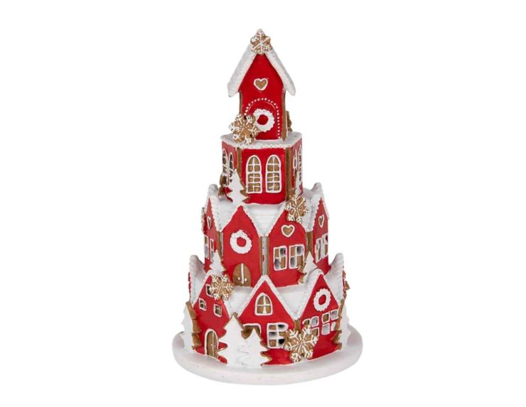 Décoration maison pain d’épices rouge H 22 cm