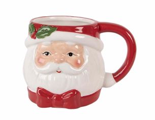 Mug tête Père Noël houx H14...