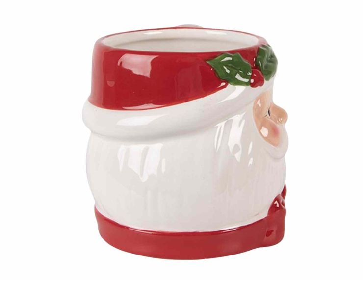 Mug tête Père Noël houx H14 cm 300 ml