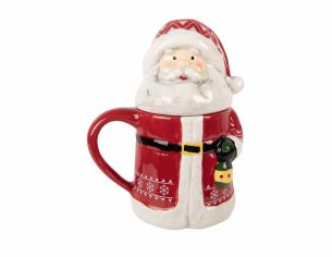 Mug Père Noël rouge avec couvercle H19 cm