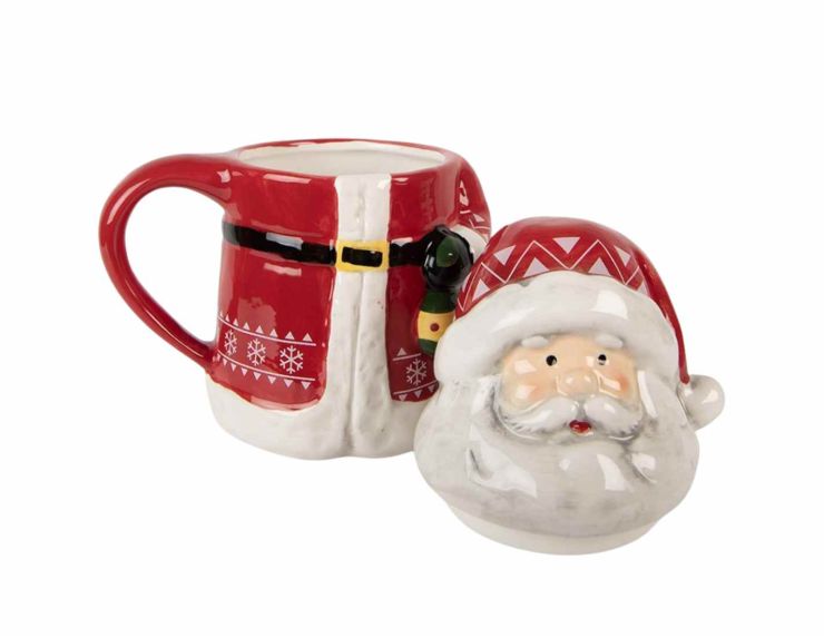 Mug Père Noël rouge avec couvercle H19 cm