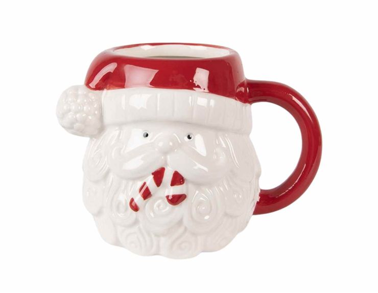 Mug visage Père Noël bonnet H 15cm
