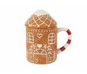 Voir la slide Mug céramique Noël forme maison pain d'épices couvercle toit enneigé anse rayée 350ml