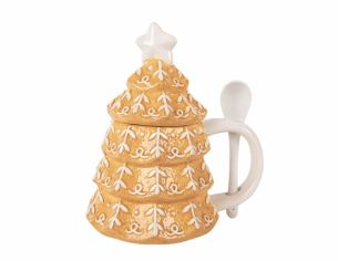 Mug sapin pain d’épices couvercle H18 cm
