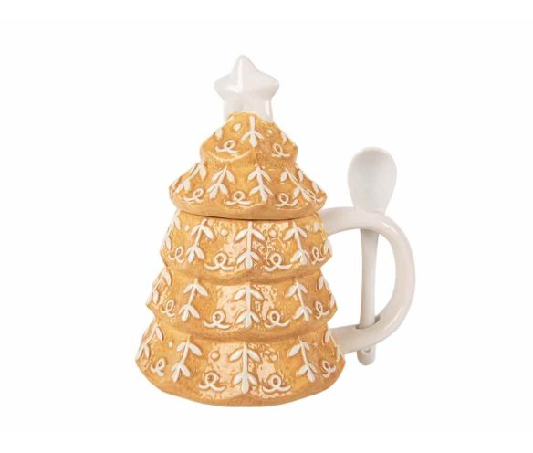 Mug sapin pain d’épices couvercle H18 cm