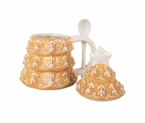 Mug sapin pain d’épices couvercle H18 cm