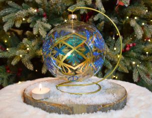 Photophore baroque bleu soufflé D 15 cm arrière