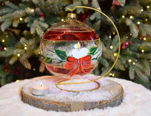 Photophore de Noël décor bougie D 15 cm de face