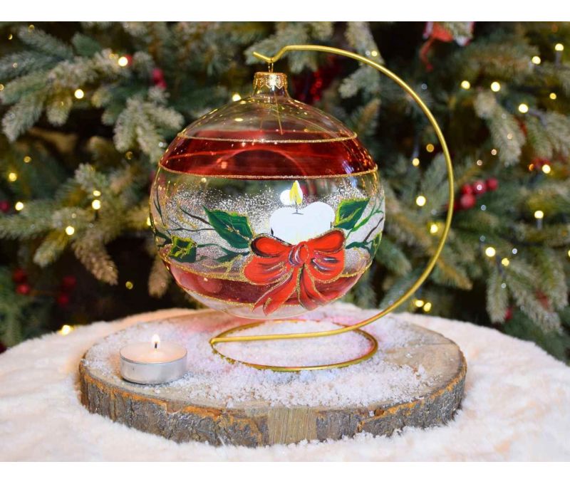 Photophore de Noël décor bougie D 15 cm de face