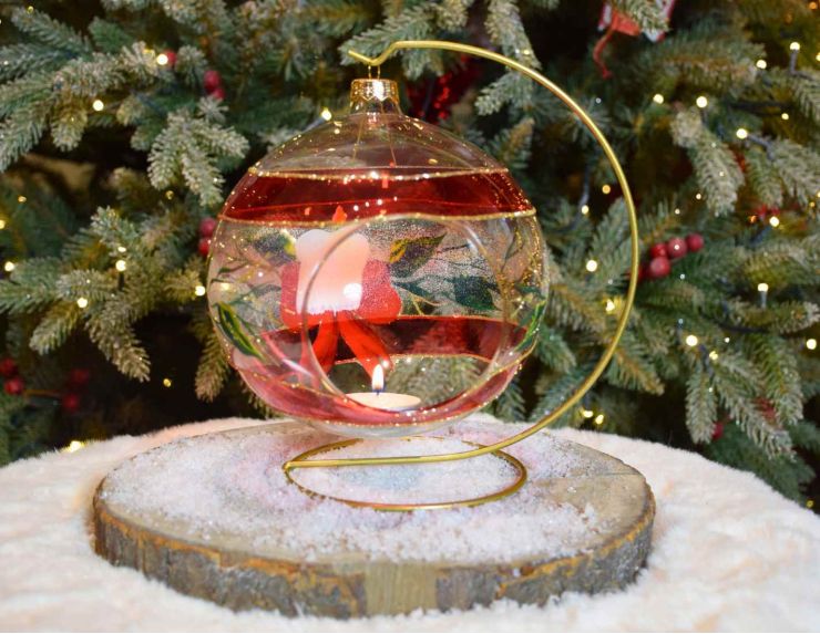 Photophore de Noël décor bougie D 15 cm à l'arrière