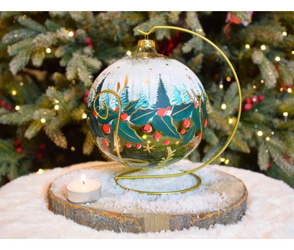 Photophore de Noël forêt verte D 15 cm de face
