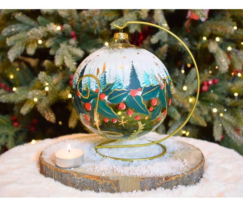 Photophore de Noël forêt verte D 15 cm de face