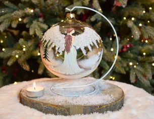 Photophore de Noël ange verre soufflé D 15cm avant