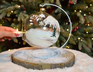 Photophore de Noël ange verre soufflé D 15cm côté