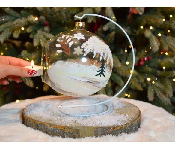 Photophore de Noël ange verre soufflé D 15cm côté