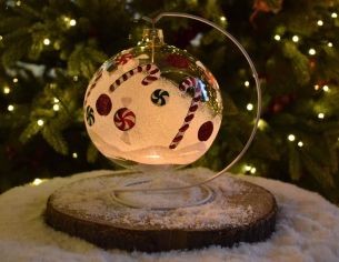 Photophore de Noël sucres d'orge verre D 15 cm avec la bougie
