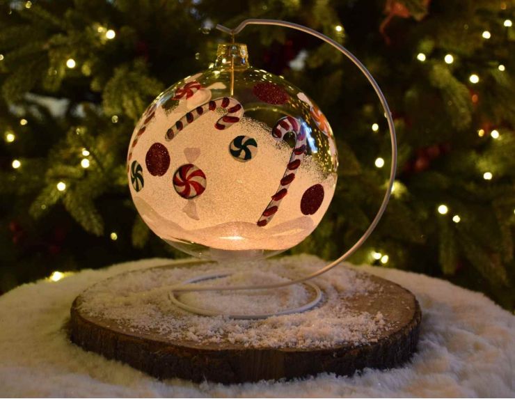 Photophore de Noël sucres d'orge verre D 15 cm avec la bougie