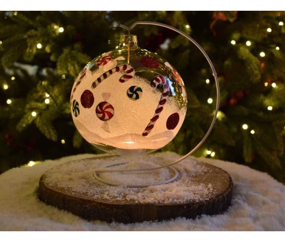 Photophore de Noël sucres d'orge verre D 15 cm avec la bougie