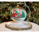Voir la slide Photophore boule de Noël verre soufflé peint main famille ours sapin support blanc D15cm