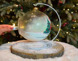 Photophore de Noël oursons verre soufflé D 15 cm