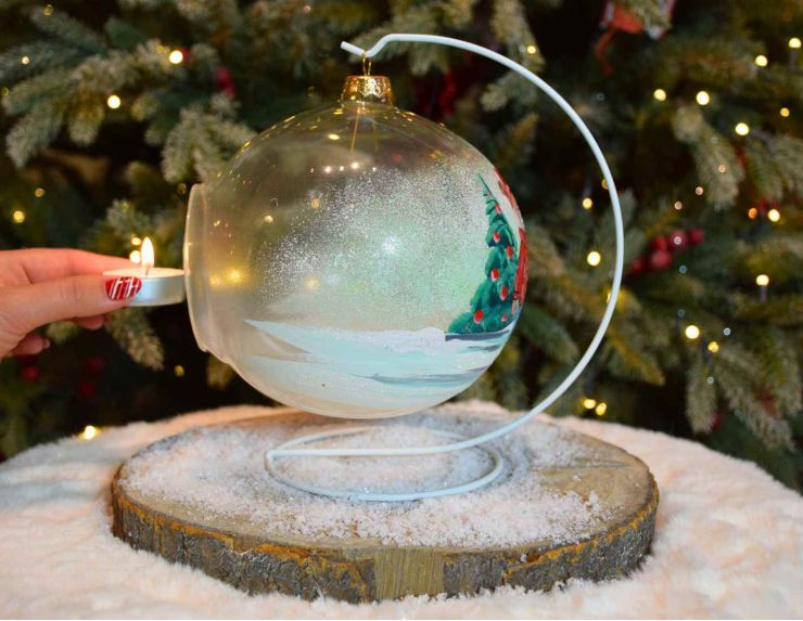 Photophore de Noël oursons verre soufflé D 15 cm