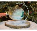 Voir la slide Photophore boule de Noël verre soufflé peint main famille ours sapin support blanc D15cm