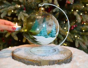 Photophore chalet enneigé verre soufflé D 15 cm